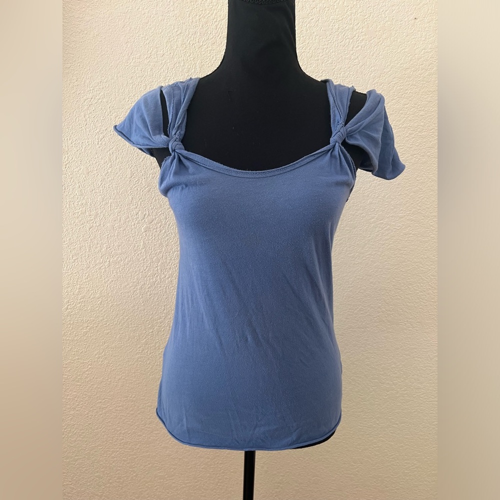 Vintage Y2K Anthropologie Odille Cold Shoulder Periwinkle Top Size Small